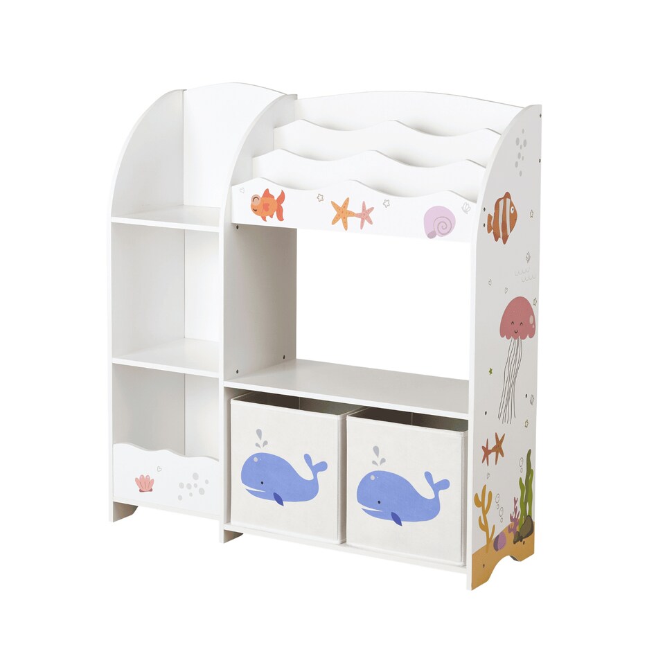 image 1 of Kids Storage Toy Bookshelf Organiser Drawer Two Storage Boxes Shelves