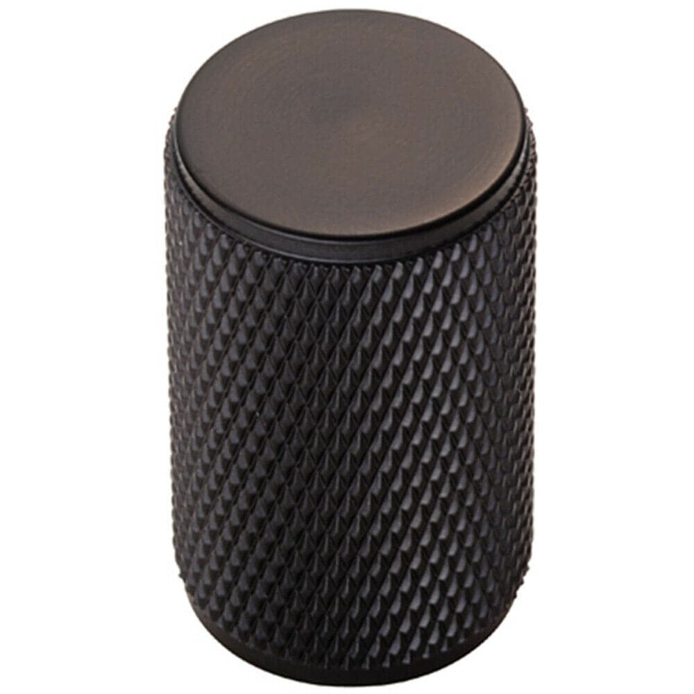 Loops Knurled Cylindrical Cupboard Door Knob 18mm Dia Matt Black Cabinet Handle