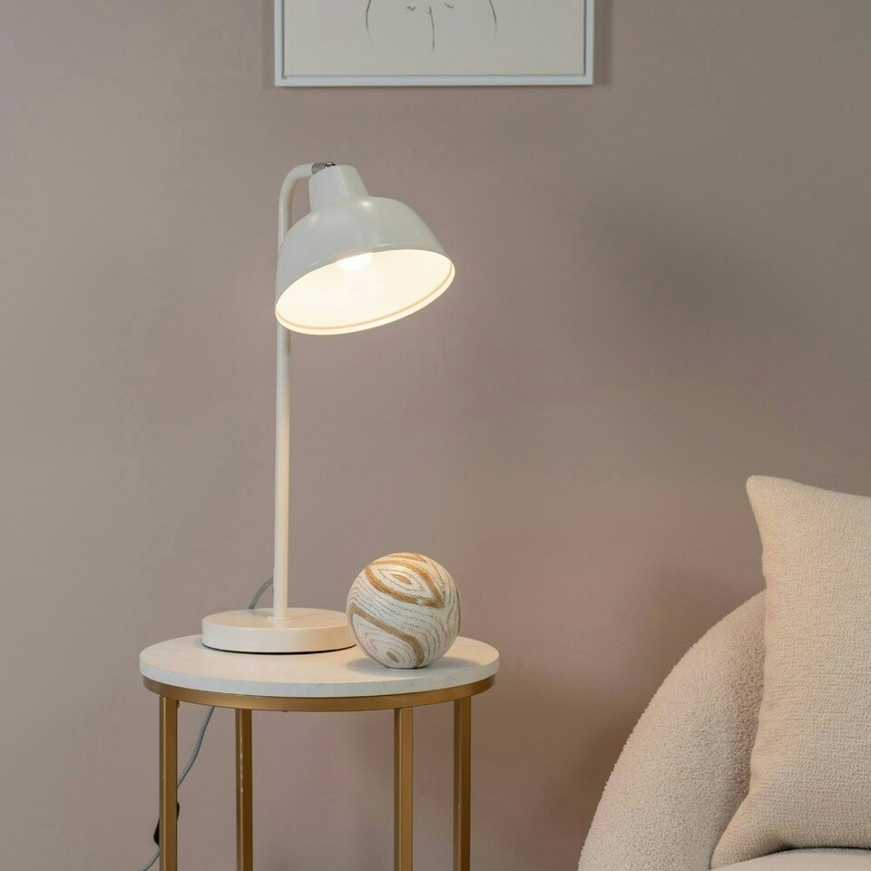 image 1 of ValueLights Morris White Retro Dome Metal Desk Office Table Lamp Light