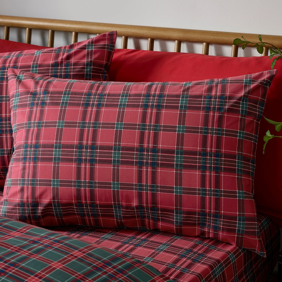 image 1 of Catherine Lansfield Tartan Check Reversible Duvet Cover Set