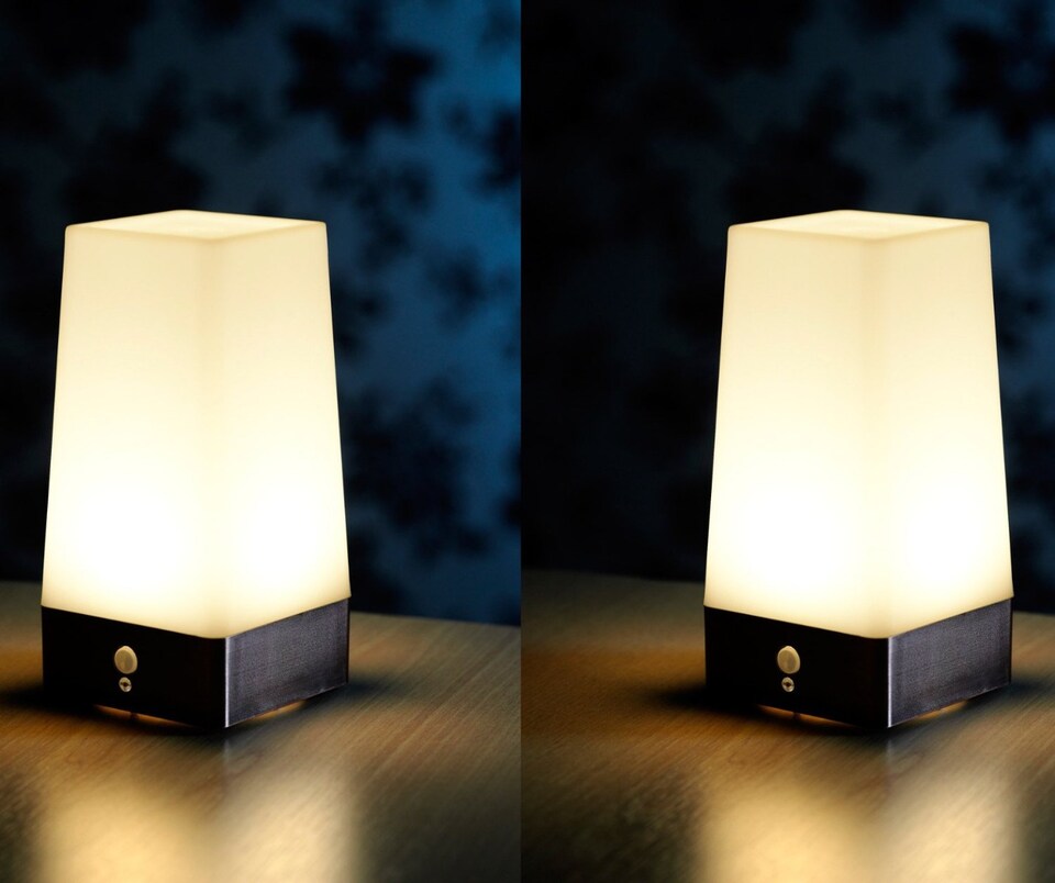 image 1 of Auraglow Wireless PIR Motion Sensor Hallway Night Light | White | Brass/Copper