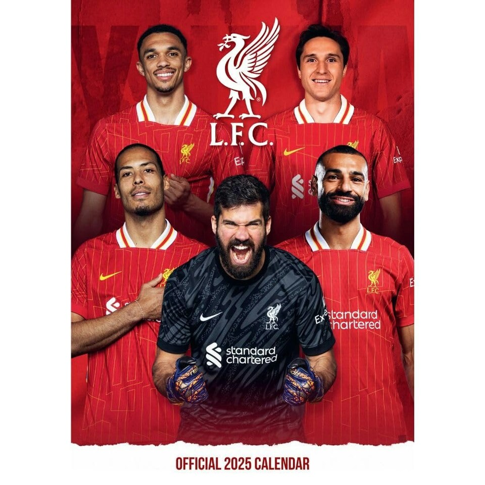 image 1 of Liverpool FC 2025 A3 Wall Calendar - Red/White/Black - One Size
