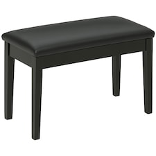 HOMCOM Classic Piano Bench Stool, PU Leather Padded Keyboard Stool with Rubber Wood Legs and Music Storage Compartment, Black