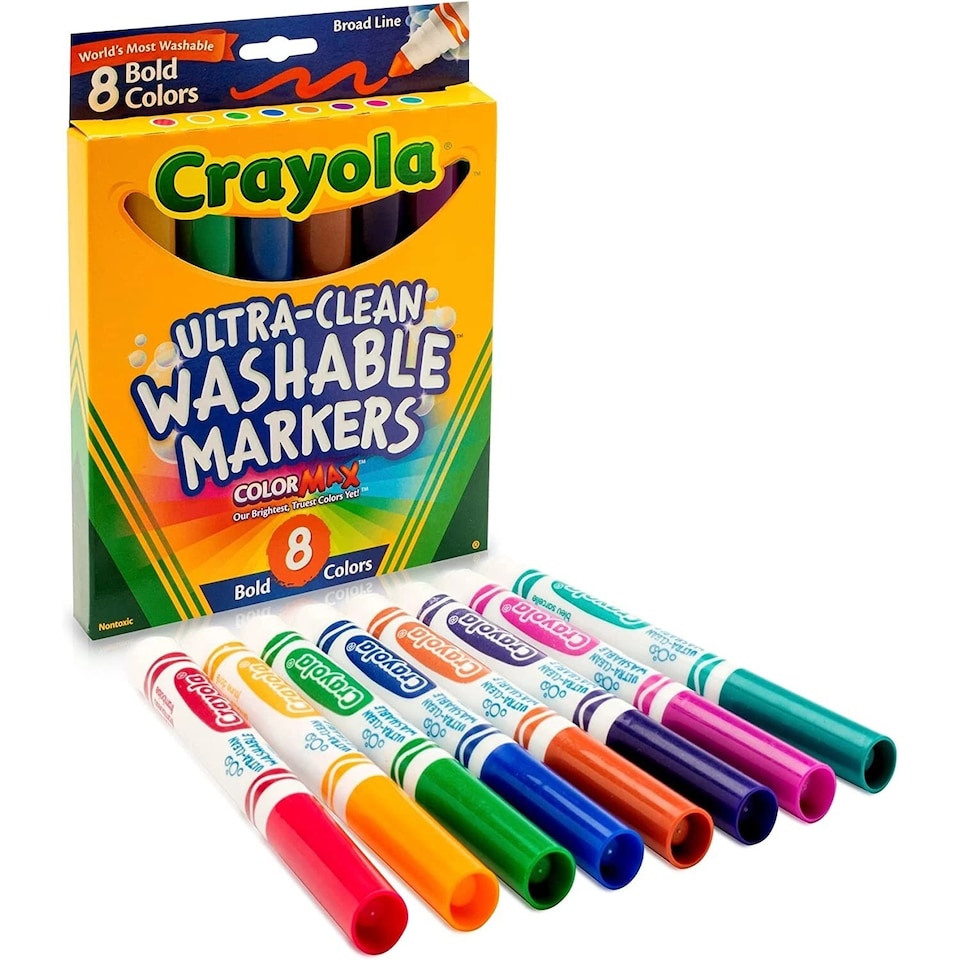 image 1 of Crayola Bold Broad Line Washable Markers 8 Count