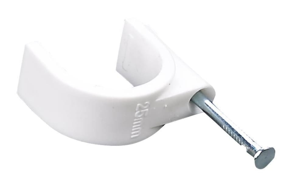 image 1 of PRO ELEC - Round Cable Clips, 4mm, White, Pack of 100