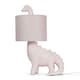 image 4 of ValueLights Kids Pink Dinosaur Bedside Table Lamp with Drum Fabric Shade - Including Bulb