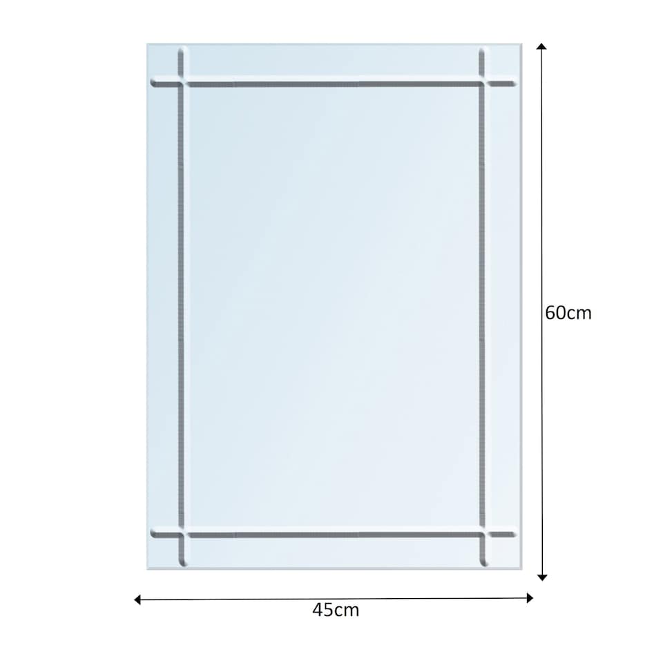 image 1 of Showerdrape Marylebone Rectangular Wall Mounted Frameless Diamond Cut Bevelled Edge Bathroom Mirror 60 x 45cm | Chrome | Mirror | 1