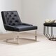 image 2 of Interiors by Premier Contemporary Black Faux Leather Dining Chair, Sleek Chrome Finish Modern Chair, Plush Armless Accent Chair Black