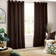 image 2 of Heavy Chenille Blackout Eyelet Curtain Pair | Brown | Brown | 2