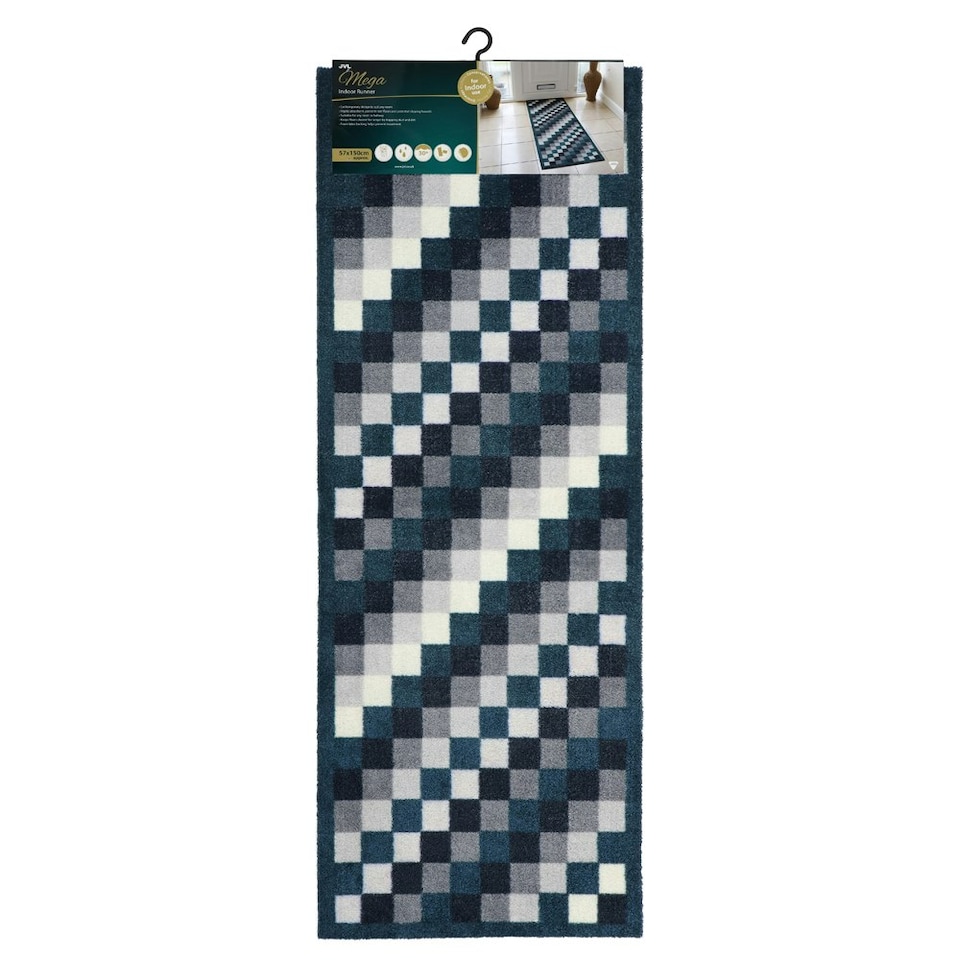 image 1 of JVL Mega Machine Washable Runner 57X150cm, Pixels