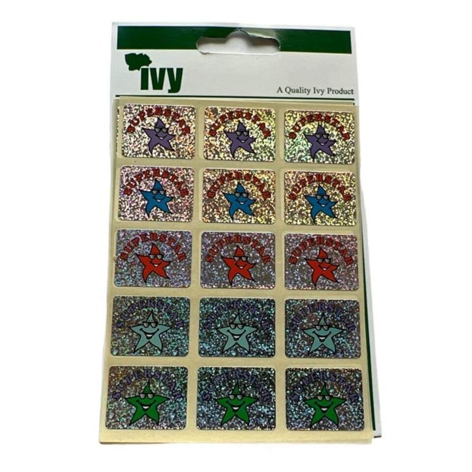 image 1 of Pack of 30 Holographic Superstar Motivational Stickers