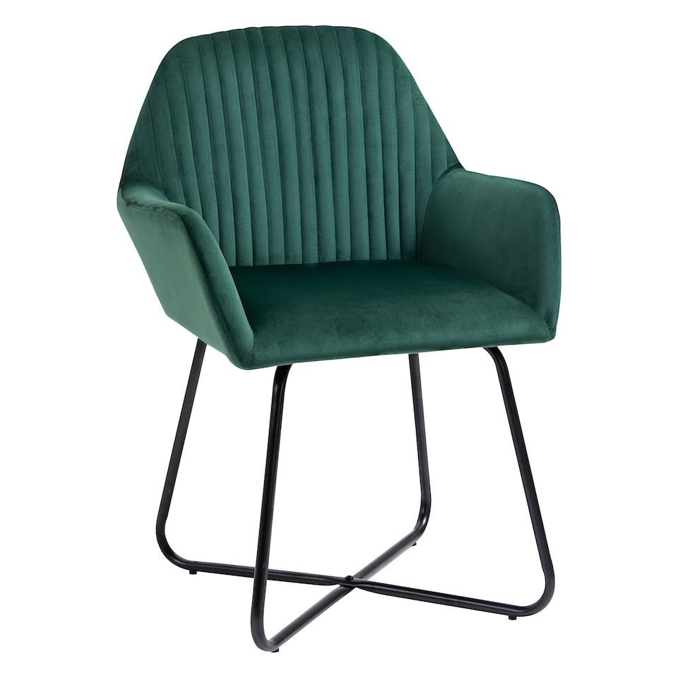 image 1 of HOMCOM Modern Accent Chair, Velvet-Touch Fabric Upholstered Armchair with Metal Base for Living Room, Bedroom and Dinning Room, Green