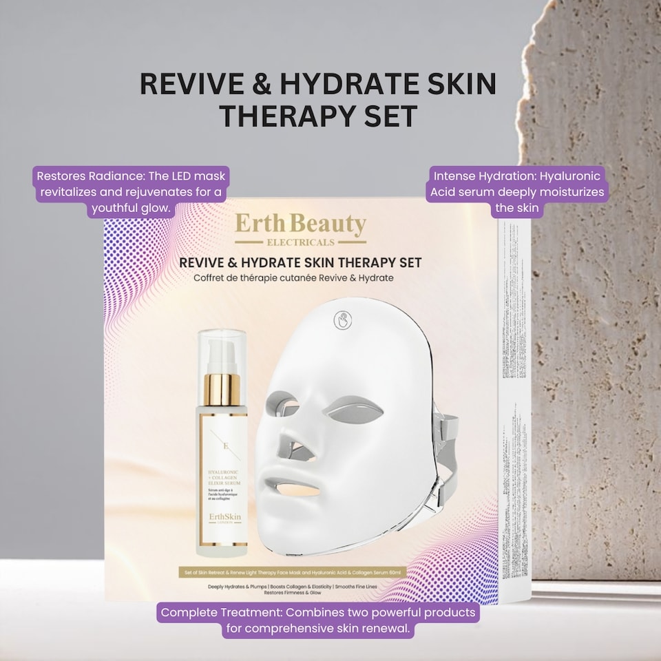 image 1 of Erth Skin London Revive & Hydrate Skin Therapy Set (Skin Retreat & Renew Light Therapy Face Mask + Ha Serum 60ml