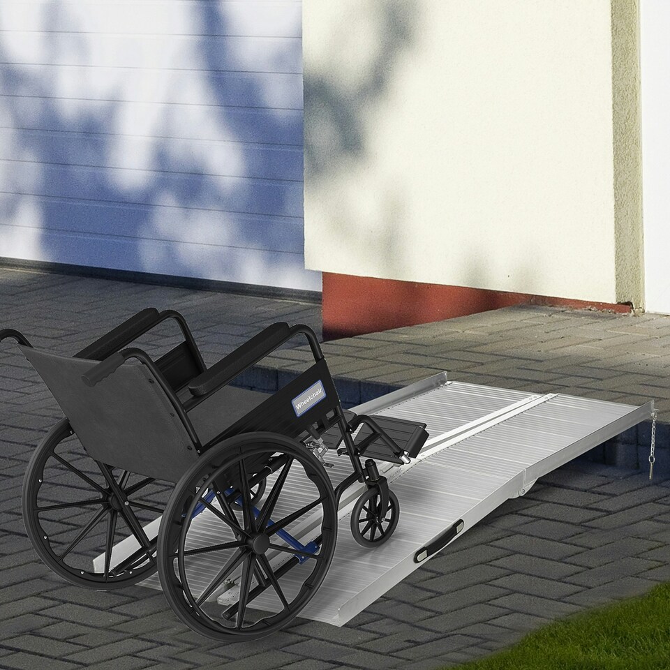 image 1 of HOMCOM 183 x 72 cm Ramp Aluminum Folding Mobility Scooter Wheelchair Threshold