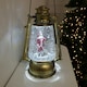image 1 of 24cm Christmas Water Spinner Antique Gold Effect Hurricane Lantern Style  with Santa Scene