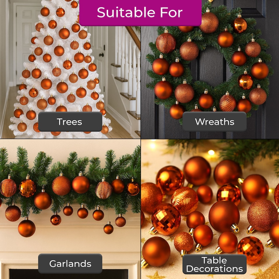 image 1 of Christmas Tree Ornaments Baubles Set | Bronze | Bronze