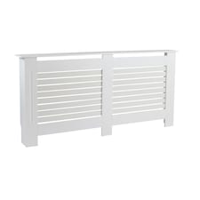 Extending Radiator Cover Adjustable Wooden MDF Slatted Grill | White