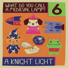 Cute 6th Birthday Card For Boys and Girls Funny Knight and Wizard