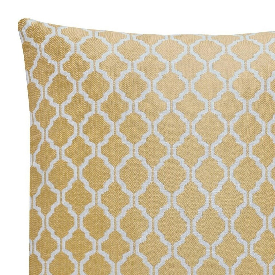 image 1 of Two Tone Geometric Jacquard 45cm x 45cm Ochre Cushion Set of 4 | Yellow | White | 45cm x 45cm x 10cm | 4