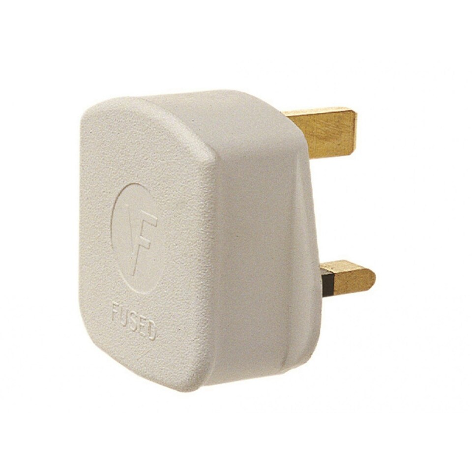Dencon 3 Pin Rubber Plug 13a - Multi Colour - White