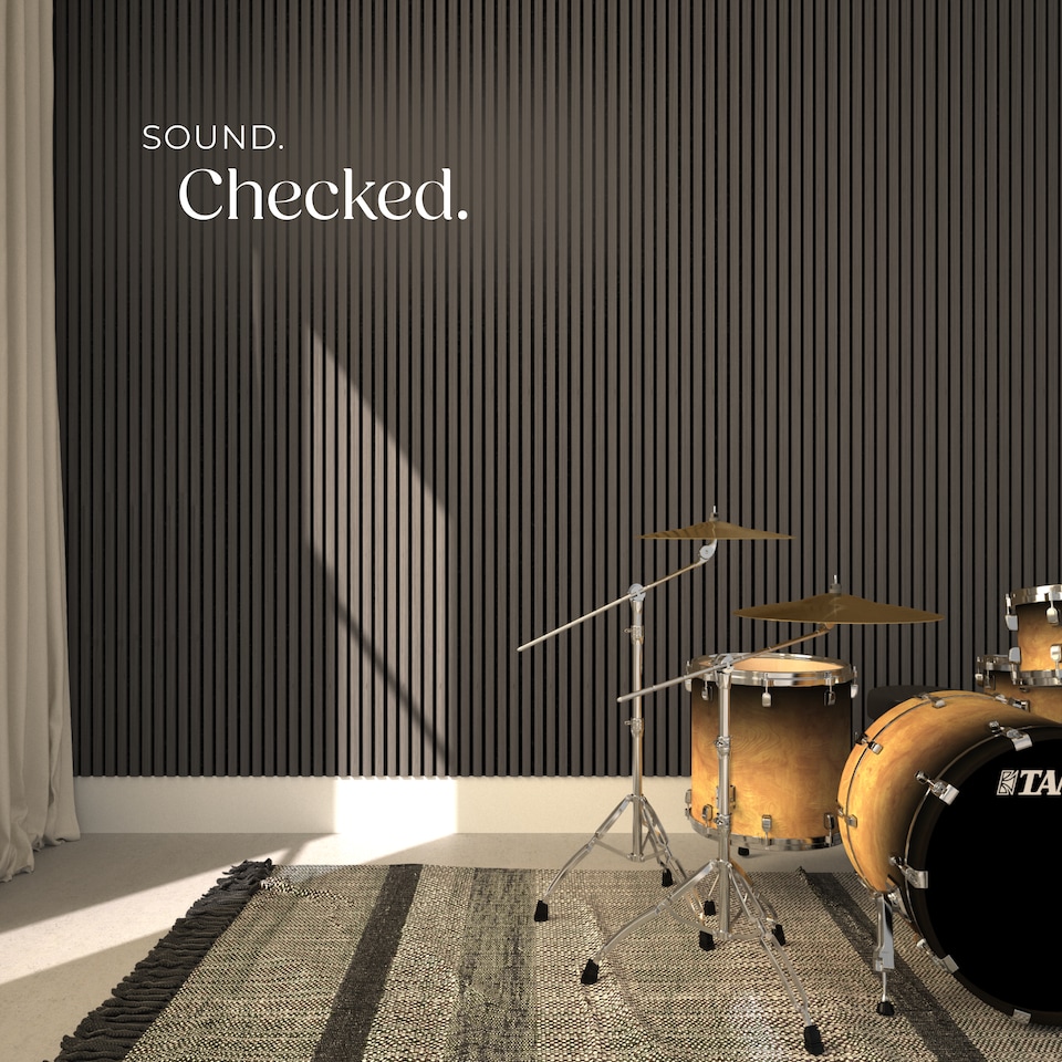 image 1 of Acoustic Wall Panels with Wood Veneer Slats, Thick Felt and Easy to Install | Grey | oak gray | 120 x 60 x 120 cm | 4