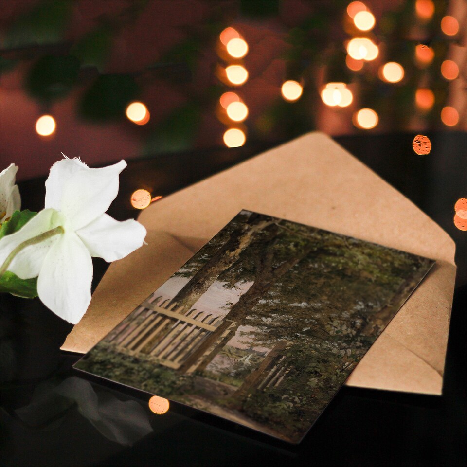 image 1 of Christen Kobke Art Card Sailboat and the Garden Gate