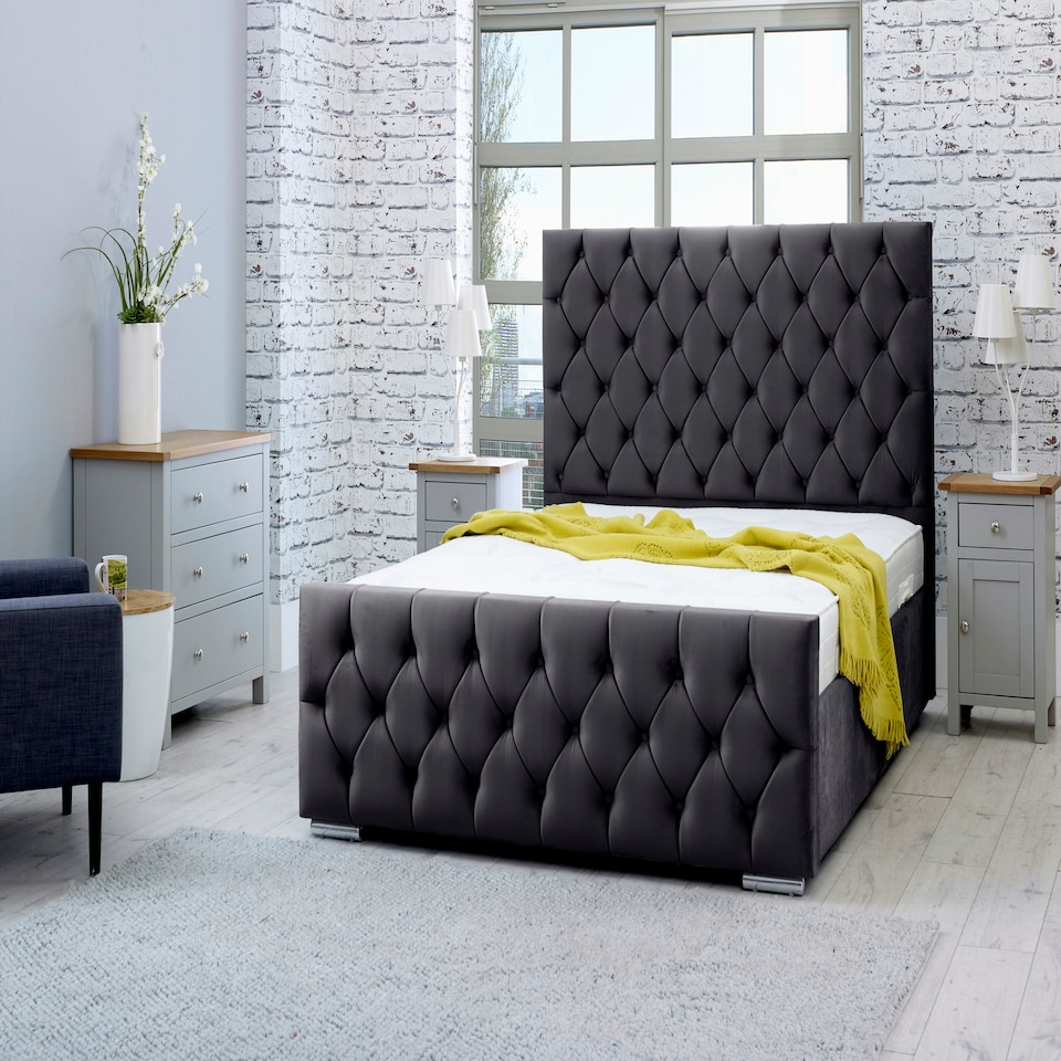 Macono Plush King Bed Frame - Steel