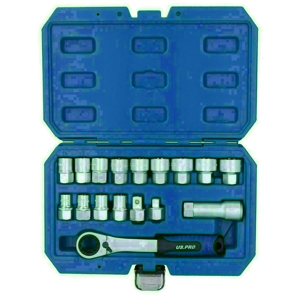 image 1 of 3/8in and 1/2in Drive Go Through Go-Thru Metric Socket Set 10 - 24mm 17pc