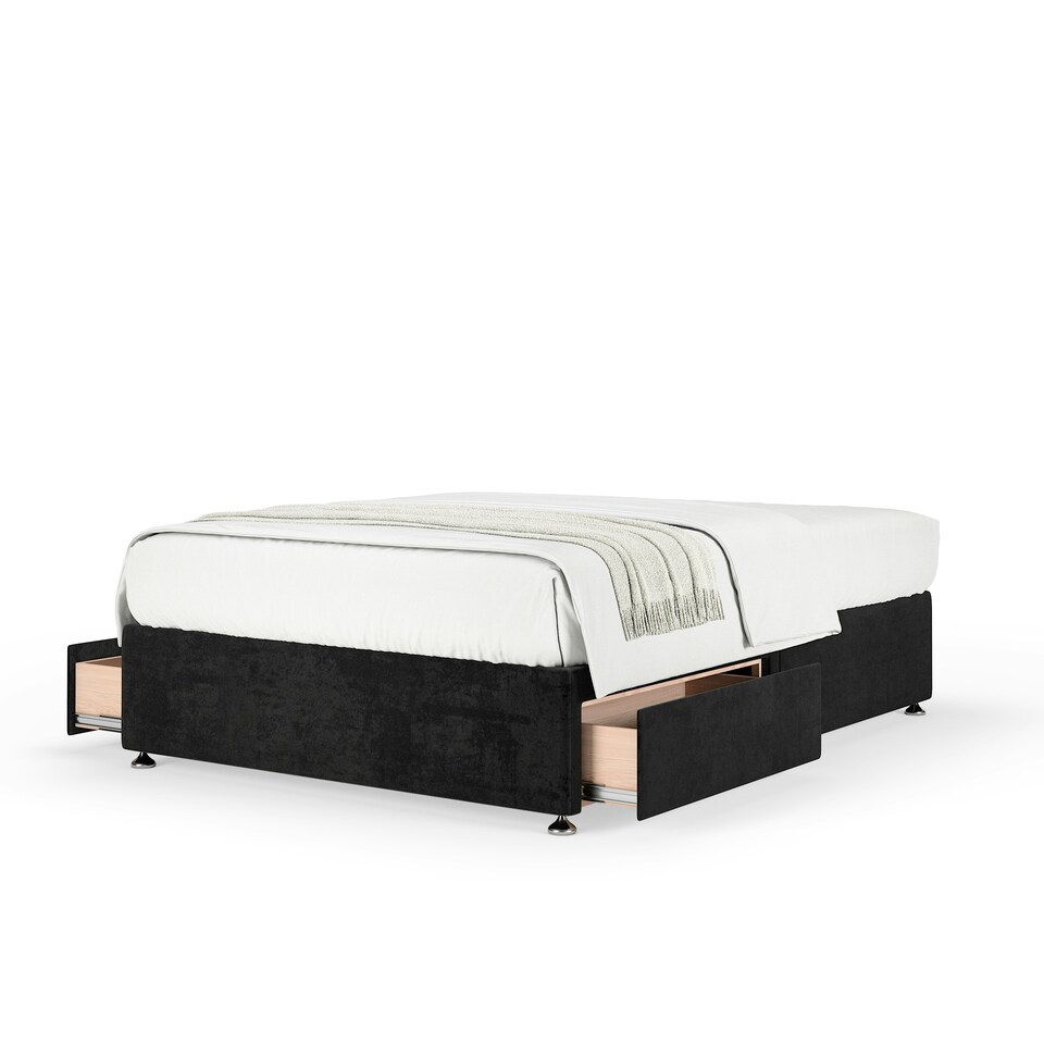 image 1 of Signature Platinum 2000 Pocket Sprung Black Naples Velvet 2 Drawer Divan Set Small Double