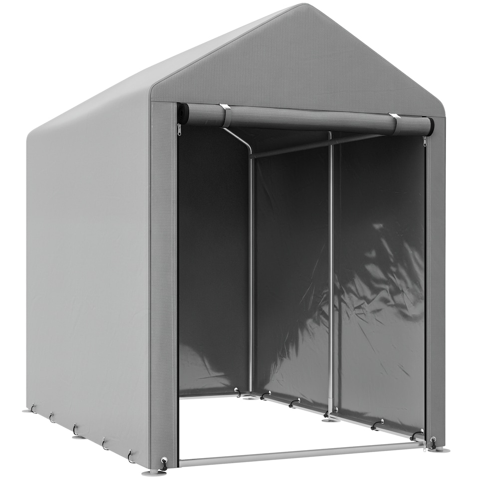 image 1 of Outsunny 1.2 x 1.8m Portable Garden Shed for Motorbikes, Garden Tools, Bikes | Grey