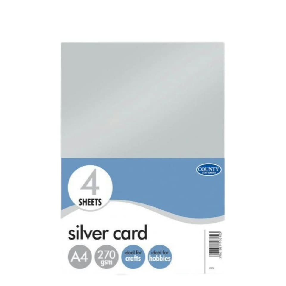image 1 of Pack of A4 Silver Card Sheets