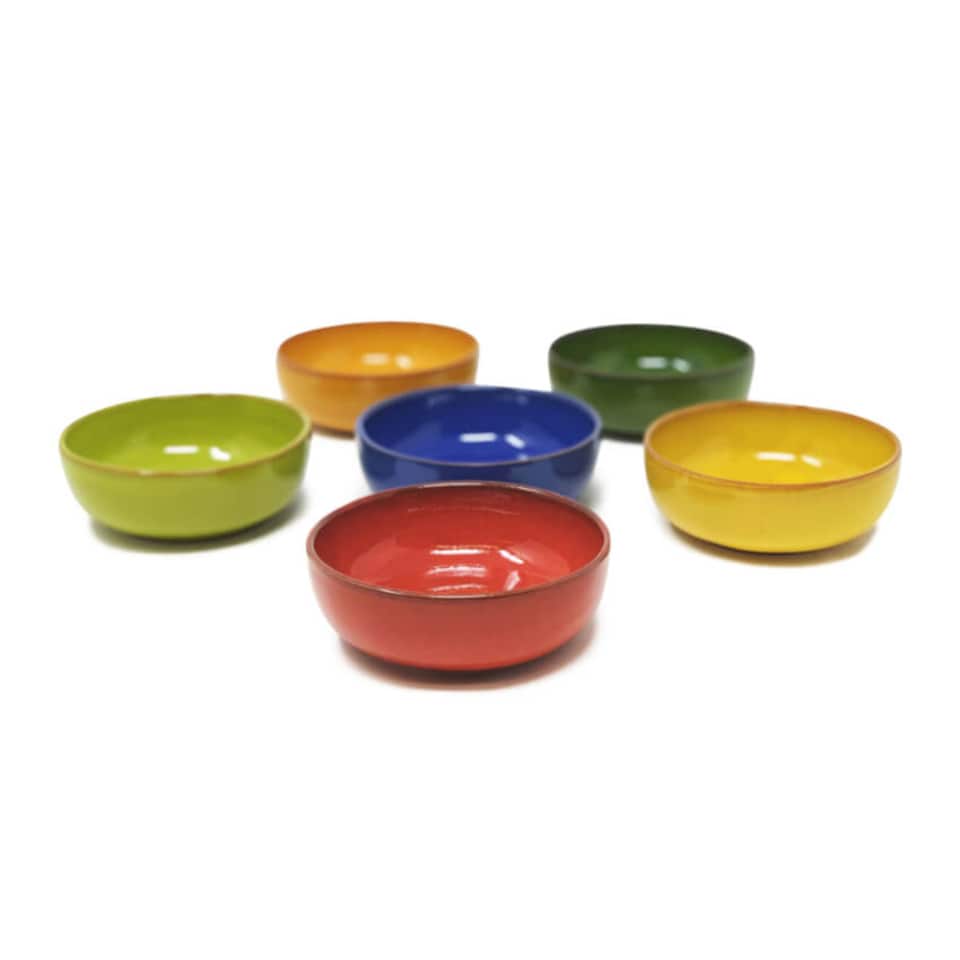 image 1 of Verano Spanish Ceramics Selena Glazed Set of 6 Small Bowls - Blue 10cm