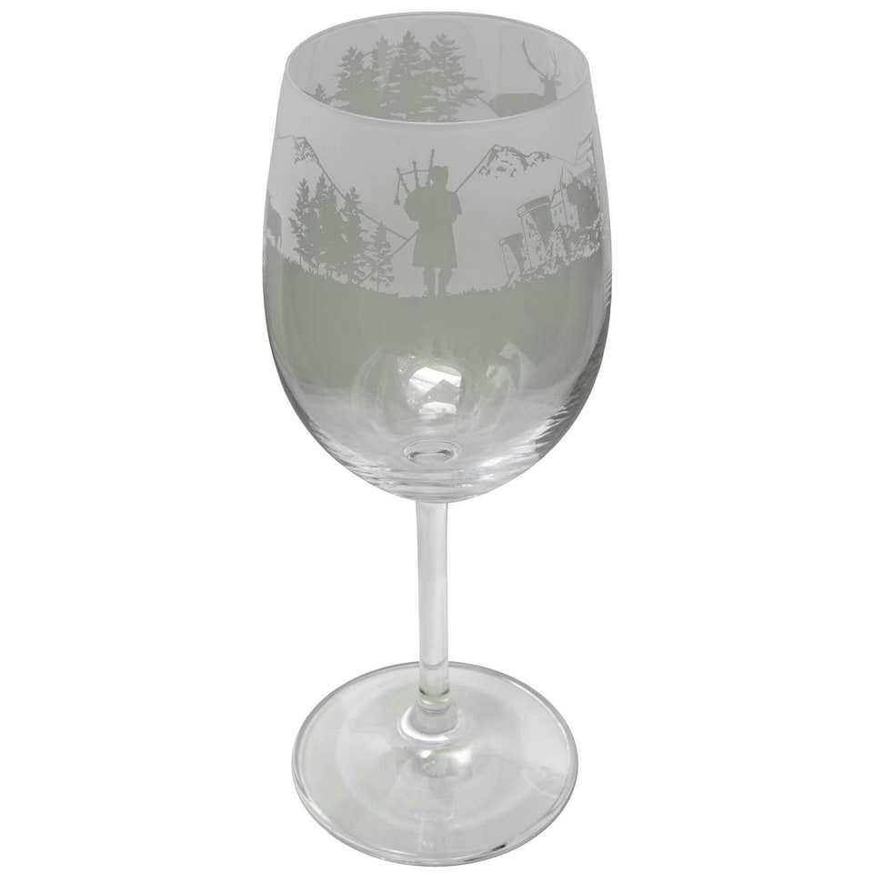 Animo Glass Etched Wine Glass Scottish Scene