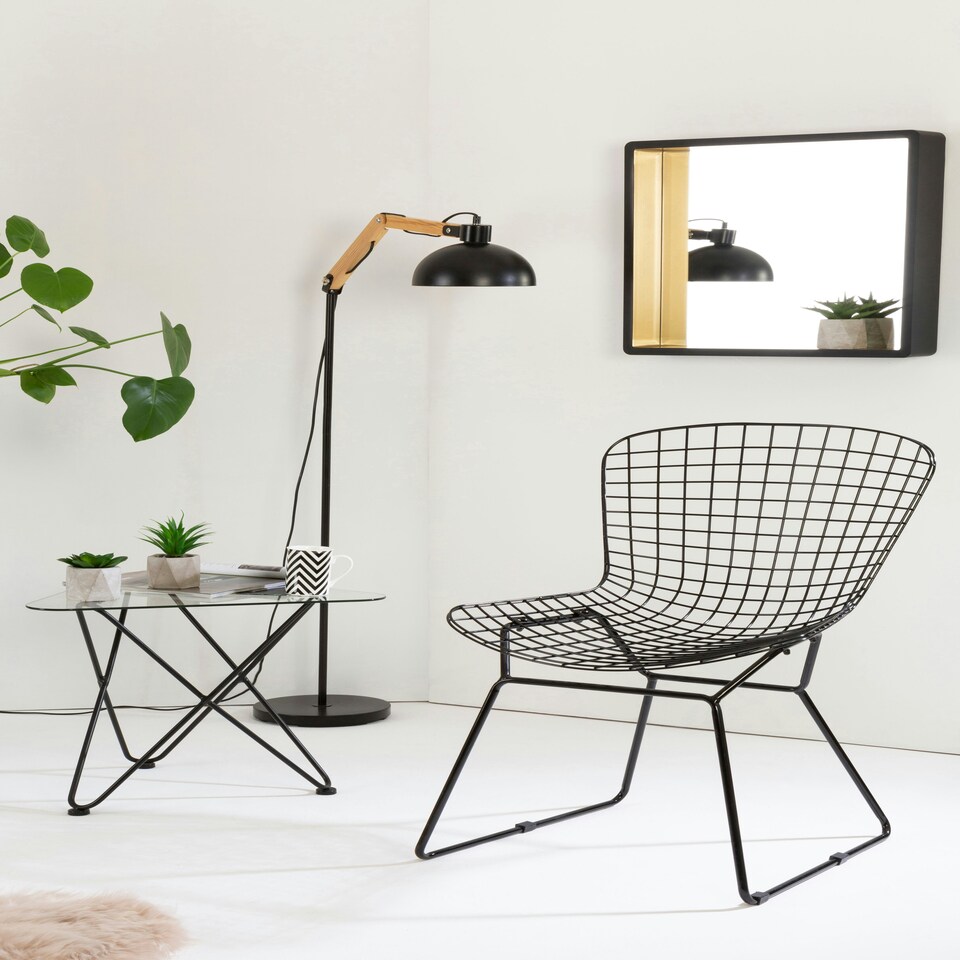 image 1 of Interiors by Premier Black Metal Wire Chair, Comfortable Seating Garden Wire Chair, Easy Cleaning Wire Frame