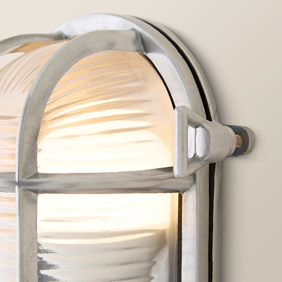 image 1 of ValueLights Silver Outdoor Wall Bulkhead Light with 4W Warm White Bulb