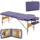 image 1 of HOMCOM Portable Massage Bed, Folding Spa Beauty Massage Table with 2 Sections, Carry Bag and Wooden Frame, Purple
