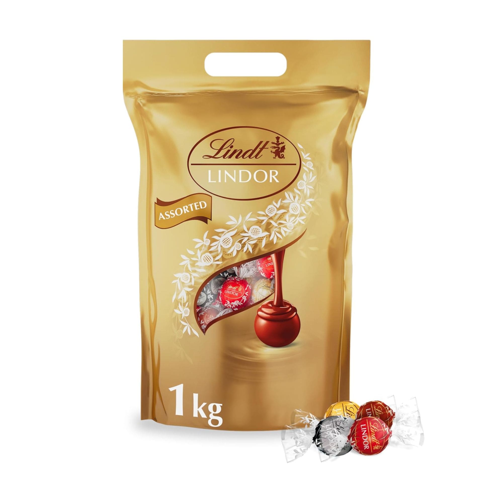 Lindt Lindor Assorted Chocolate Truffles Bag - Approx 80 balls, 1kg - Chocolate Truffles with a Smooth Melting Filling