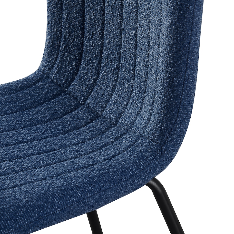 image 1 of Set of 6 Teddy Faux Fur Stitched Design Dining Chairs Blue Bella by MCC