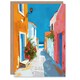 image 1 of Greek Coastal Village Street Calm Sunny Him Her Card