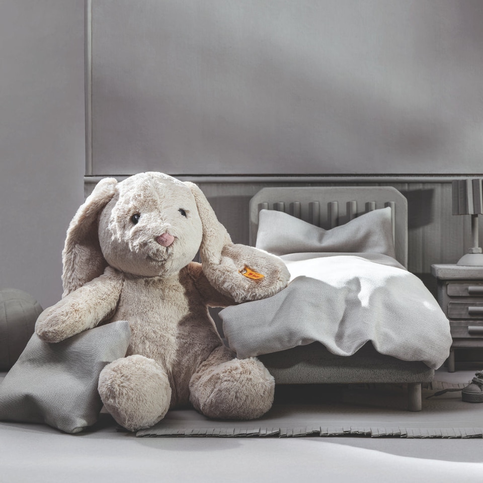 image 1 of Steiff Hoppie Rabbit Soft Toy, Light Grey | Grey | Grey