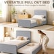 image 3 of HOMCOM 90 x 190 cm Upholstered Single Bed, Pull Out Trundle Bed