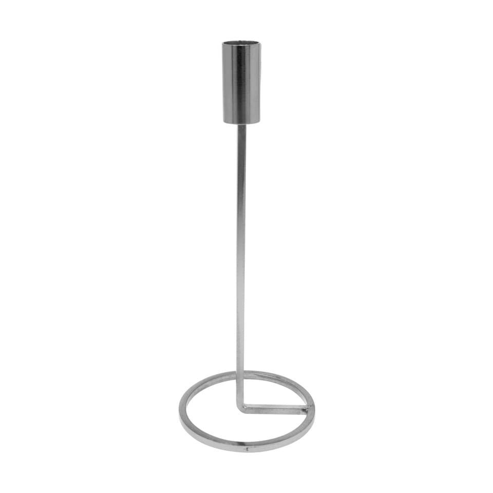 image 1 of Metal Candlestick Taper Candle Holder Stand Home Decor Wedding Table Centrepiece | Multi | 2x Silver | 25cm