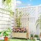 image 2 of Outsunny Wooden Trellis Planter, Raised Garden Bed with Wheels, Natural