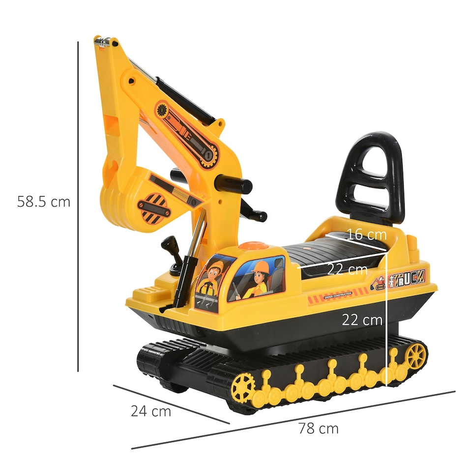 image 1 of HOMCOM Ride On Excavator Toy Tractors Digger Movable Walker Construction Truck