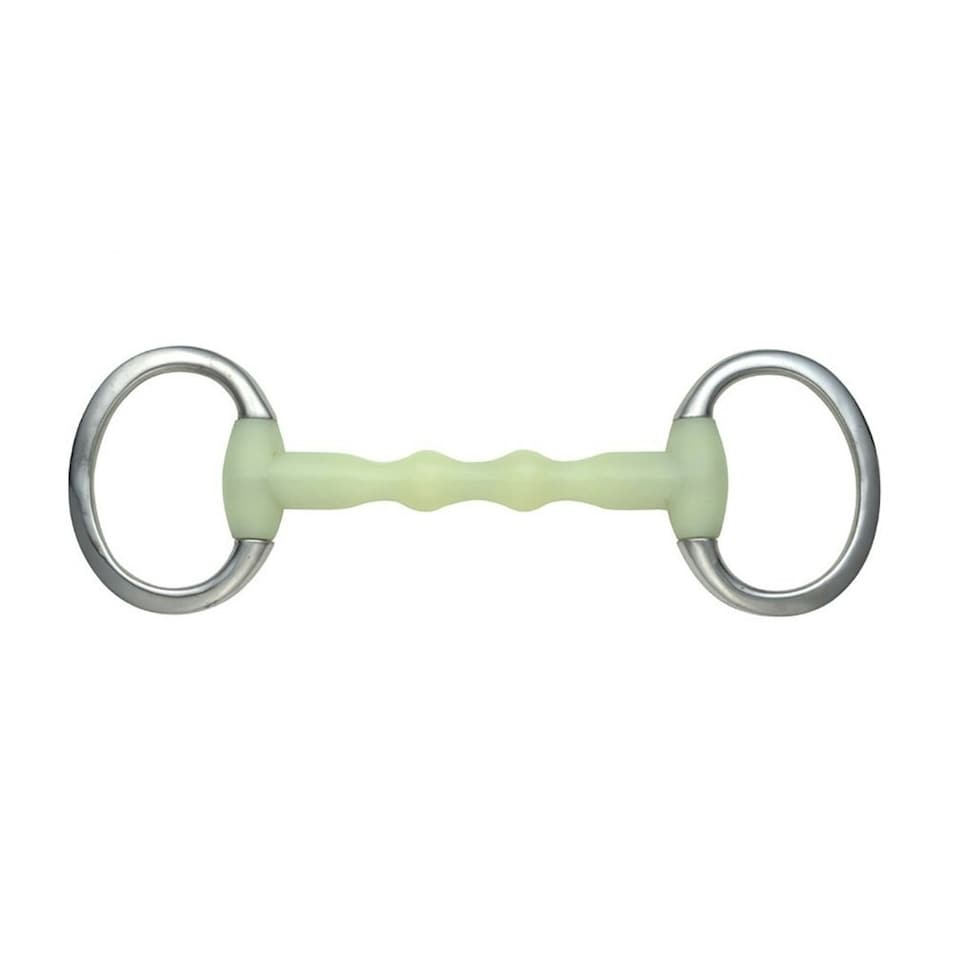 Shires Equikind Ripple Mullen Mouth Horse Eggbutt Snaffle Bit - Pale Green - 4.5in