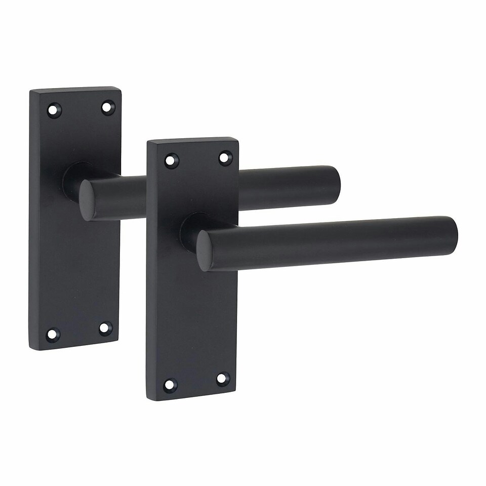 image 1 of Golden Grace 6 Pairs Victorian Straight T-Bar Door Handles Latch in Matt Black Finish - 120mm x 40mm Backplate Black