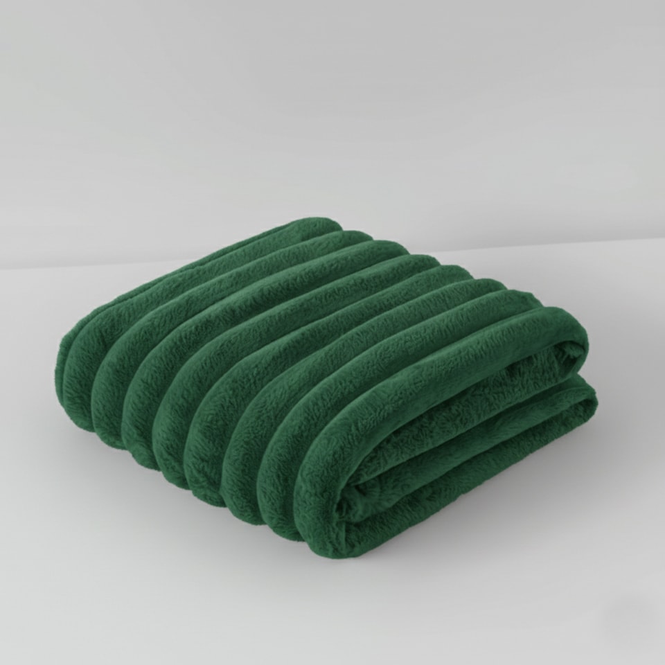 image 1 of Chunky Ribbed Mink Throw Ultra Soft Warm Elegant Blanket for Sofa Or Bed | Green