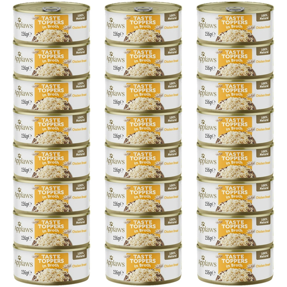 image 1 of 24 x 156g Applaws Taste Toppers 100% Natural Dog Tin Chicken Breast in Broth
