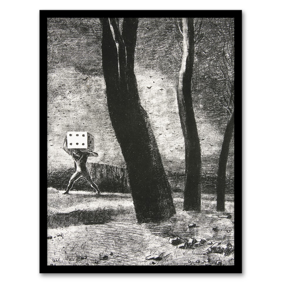 image 1 of Odilon Redon Framed Wall Art Print The Gambler Charcoal Painting Home Décor