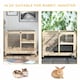 image 7 of PawHut Rabbit Hutch, Bunny Cage 2 Layers with Wheels & Open Roof, Natural